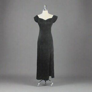 Vintage 90s Black Satin Sweetheart Gown XS